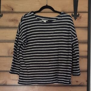 Coldwater Creek Black & White Striped Long Sleeve Top